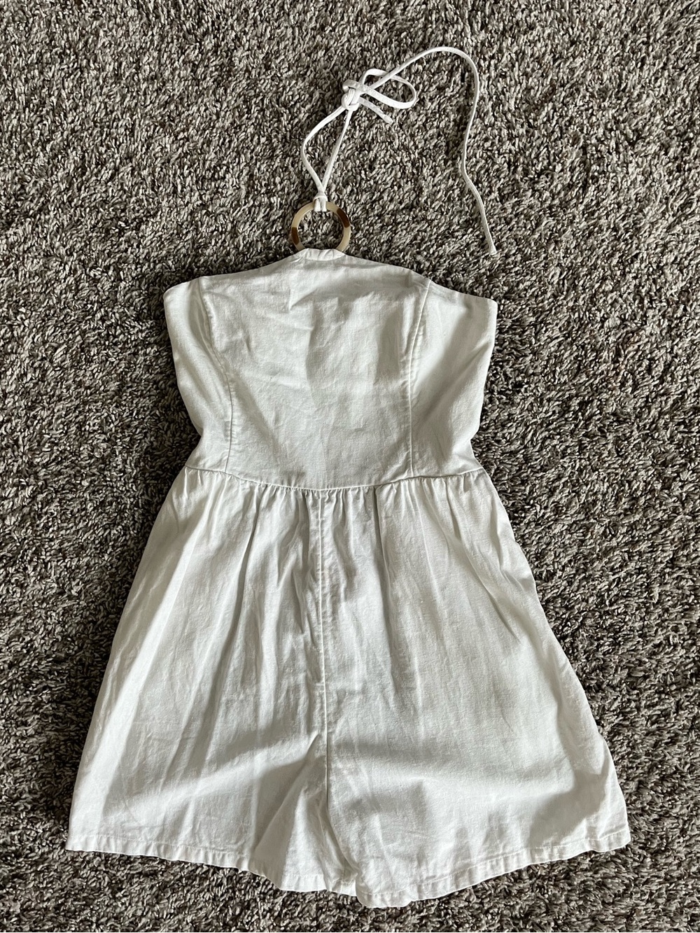 Old Navy Small White Romper with a Halter Neck and a Tortoiseshell ring detail